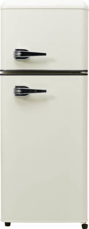 Merax Retro Mini Koelkast met Vriezer 92L Volume 64L Koelkast met 28L Vriezer Tafelmodel Koel- Vriescombinatie met Verstelbare Poten Antiek Wit