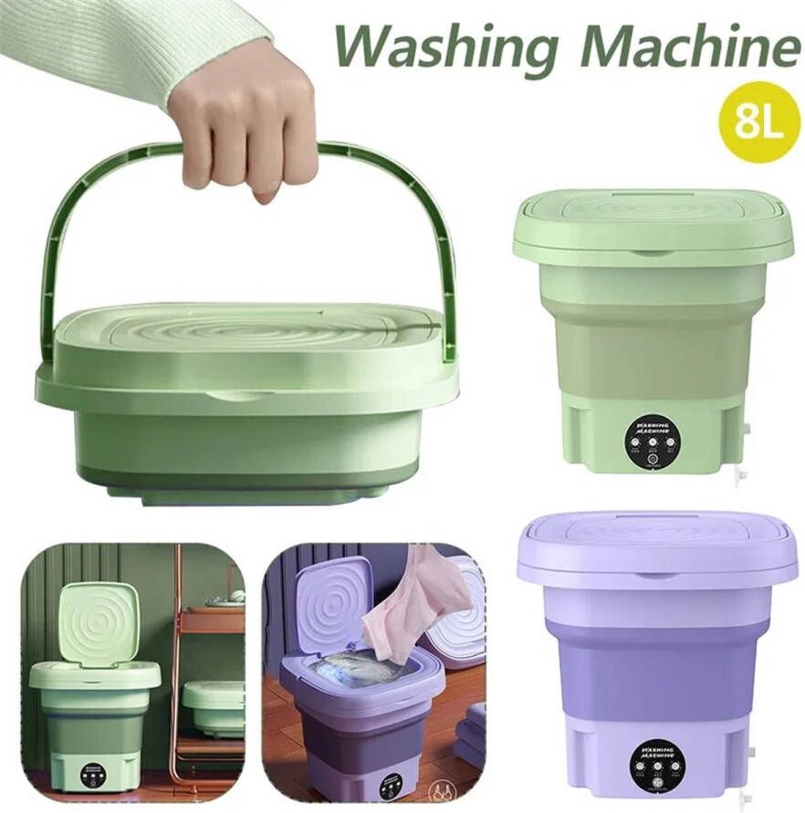 Merkloos MazrekuHome Mini wasmachine Kleine wasmachine Voor de kleine was Draagbaar Opvouwbaar 8L Met spindroger Centrifuge
