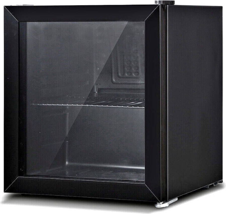 White-Label Minibar Mini Koelkast Glazen Deur Drankenkoelkast Flessenkoelkast 48L Ultra Zwart