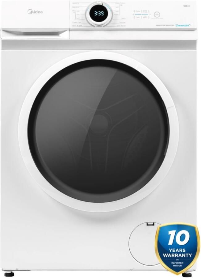 Midea MF100W90BA W-HR Wasmachine Voorlader Wit 9 kg vulgewicht 1400 rpm 72 dB Engels display