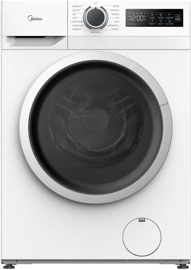 Midea MF110W70BA10 W-HR Wasmachine Voorlader Wit A label 72 dB 1400 rpm 45 l Waterverbruik (per cyclus programma eco 40-60) -Engels display