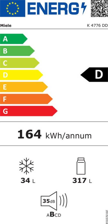 Miele K 4776 DD Vrijstaande koelkast Roestvrij staal 317 liter Energielabel D