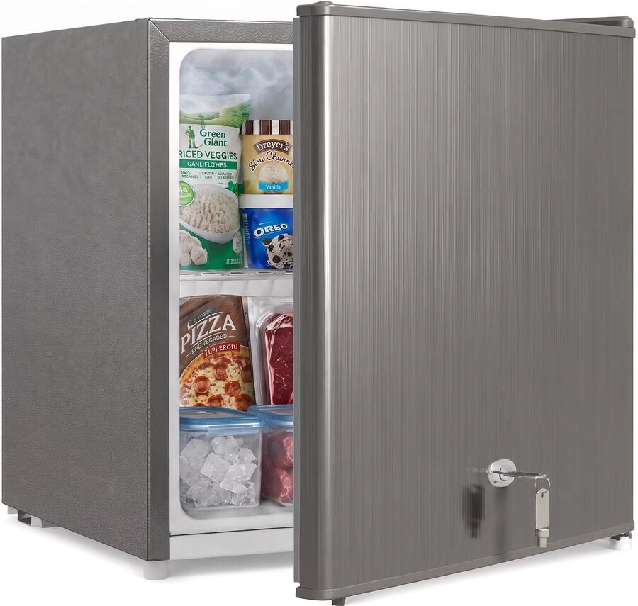 Mini vriezer 35L elektrische vrijstaande vrieskast 161W compacte vriesbox 47 x 44 2 x 48 8 cm Grijs
