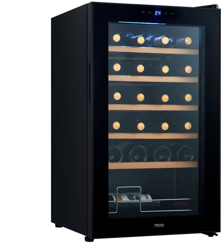 MOA Wijnkoelkast voor 24 Flessen Wijnklimaatkoelkast Vrijstaand met 2 Temperatuurzones Wijnkoeler Instelbaar tussen 12°C en 18°C Inbouw Zwart - Foto 1