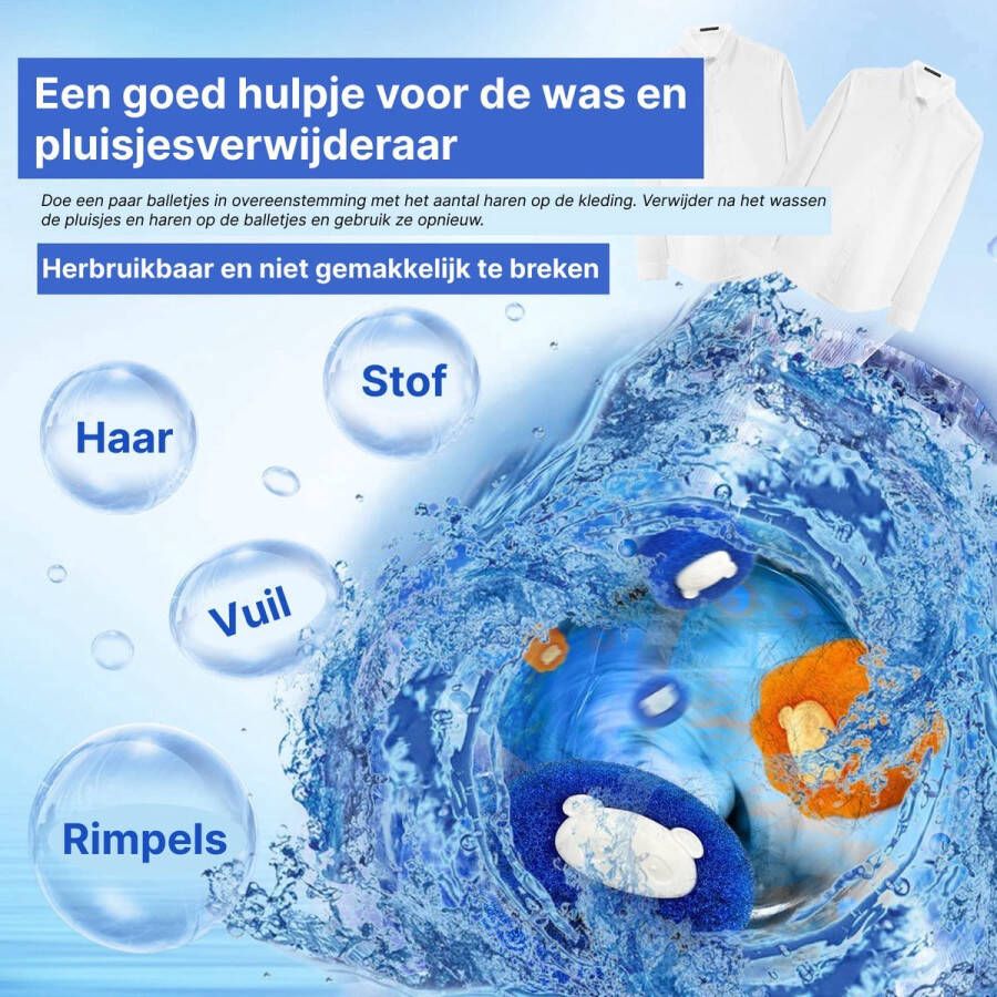 Molenti Haarverwijderaar wasmachine Haarverwijderaar Voor Huisdieren Haarverwijderaar huisdieren haarvanger wasmachine Pluizen Verwijderaar Wasdrogerbollen Wasbollen 2 stuks in 1 - Foto 2