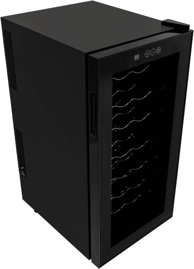 Monster Shop NL Wijnkoelkast 78L 28 Flessen Capaciteit Zwart Glazen Deur LED Verlichting 7 Kleuren met Afstandsbediening Muziek Licht Synchronisatie Digitaal scherm Touch Panel 8-18°C Thermo-elektrische Wijnkoeler - Foto 2