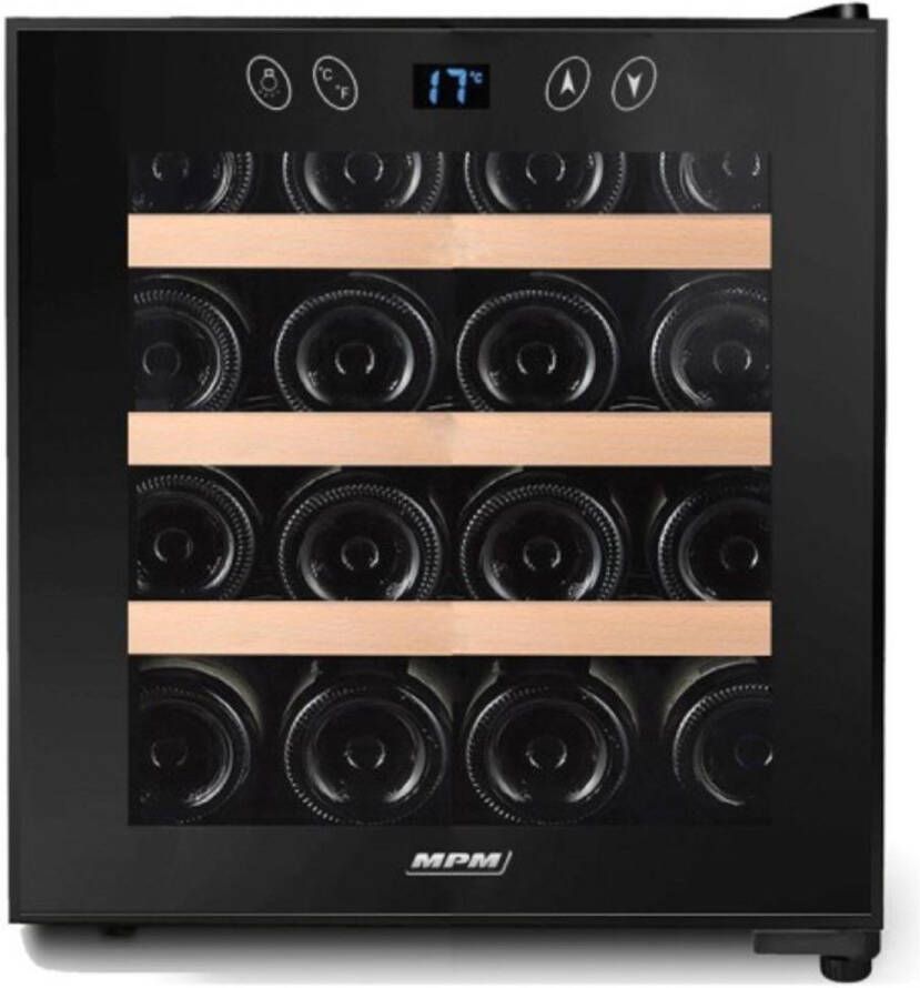 MPM Wijnkoelkast voor 16 flessen – 48 liter – Wijnklimaatkast Vrijstaand met 1 Temperatuurzone – LED Display – 30 dB – Zwart - Foto 2