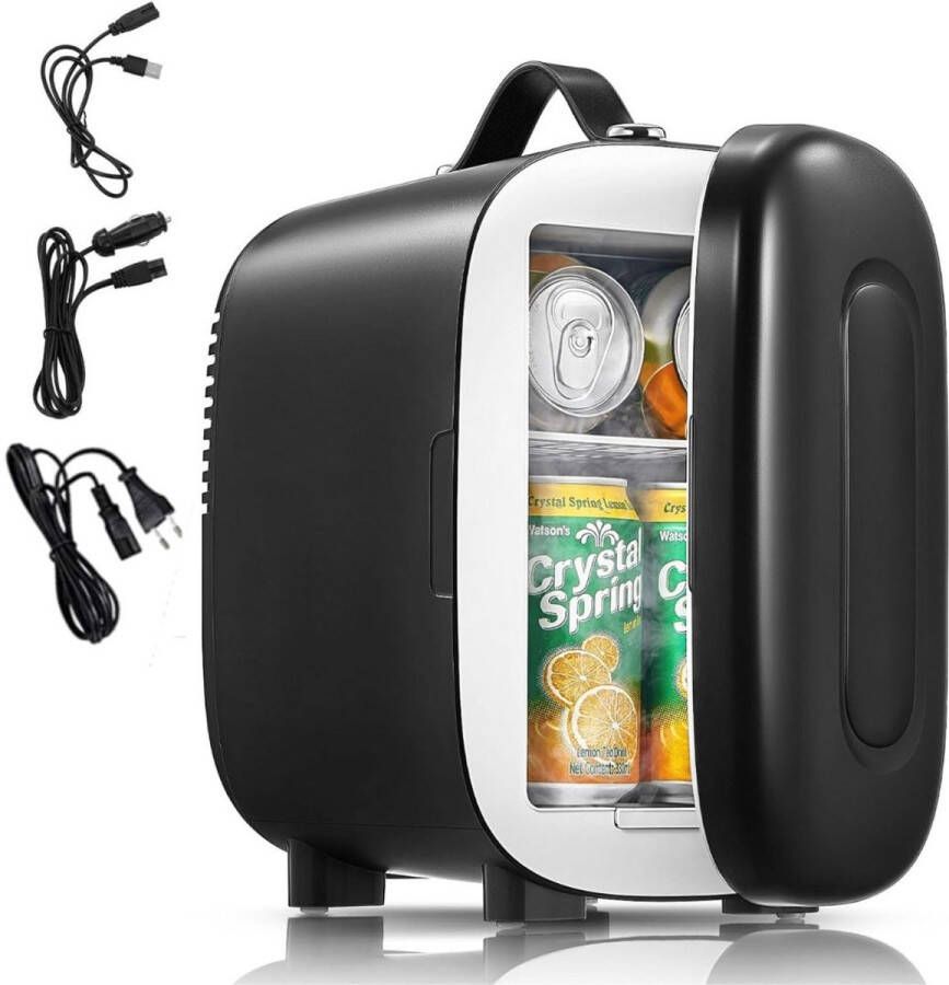 DailySupplies MRKK Minibar Mini Koelkast Glazen Deur Drankenkoelkast Flessenkoelkast 5L- Zwart