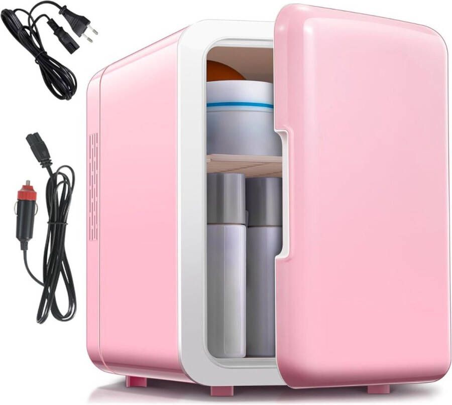 DailySupplies MRKK Minibar Mini Koelkast Glazen Deur Drankenkoelkast Flessenkoelkast 6L Roze