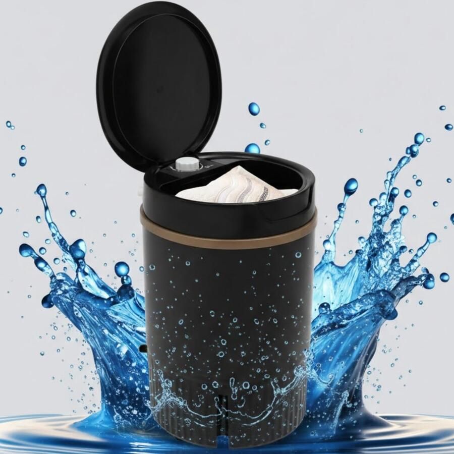 NBAP Mini Wasmachine met Centrifuge Voor Kleine Wasgoed Meerdere Programma's Zwart