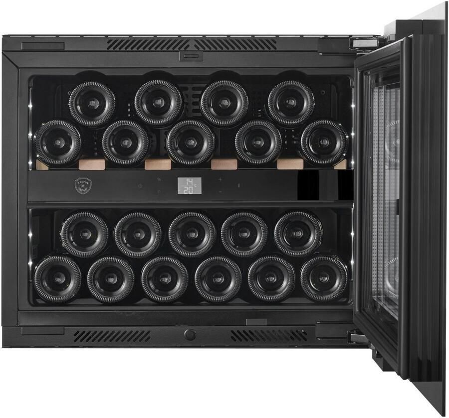 Nestor M Inbouw Wijnkoelkast NWVE220FN1 2 Temperaturen 20 Flessen Nismaat 45 cm Hoog Push2Open 36 dB Koolstoffilter