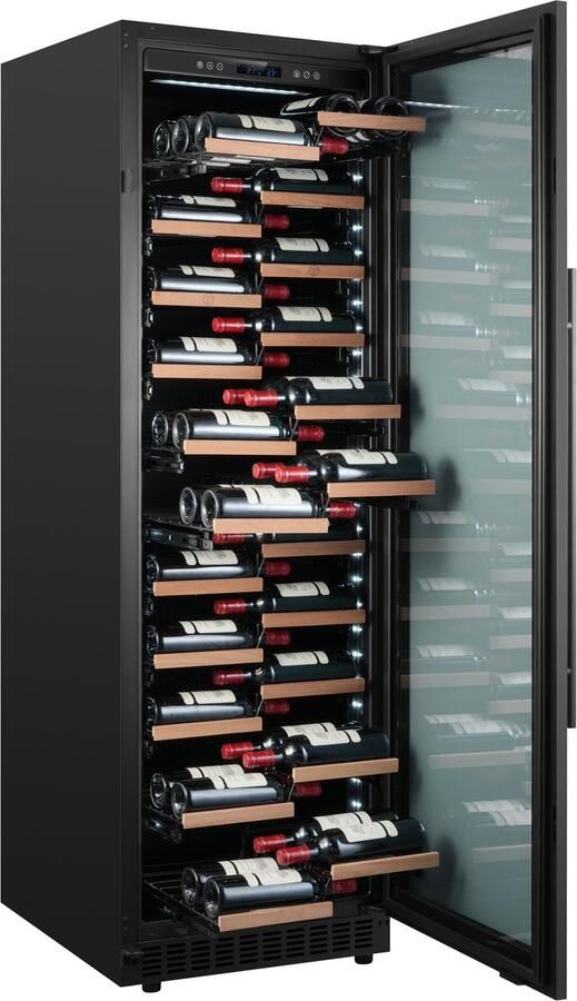 Nestor M NWBP1132GN1 Wijnkoelkast Wijnklimaatkast 128 Flessen – Inbouw & Vrijstaand – 1 Zone – Zwarte Glasdeur – LED Verlichting – Magnum Geschikt – 38 dB