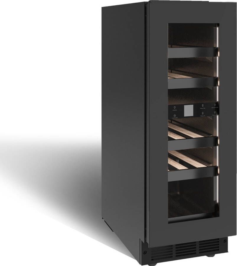 Nestor M Wijnkoelkast NWXS216FXN1 Black RVS 30 cm breed 2 Zone 16 Flessen