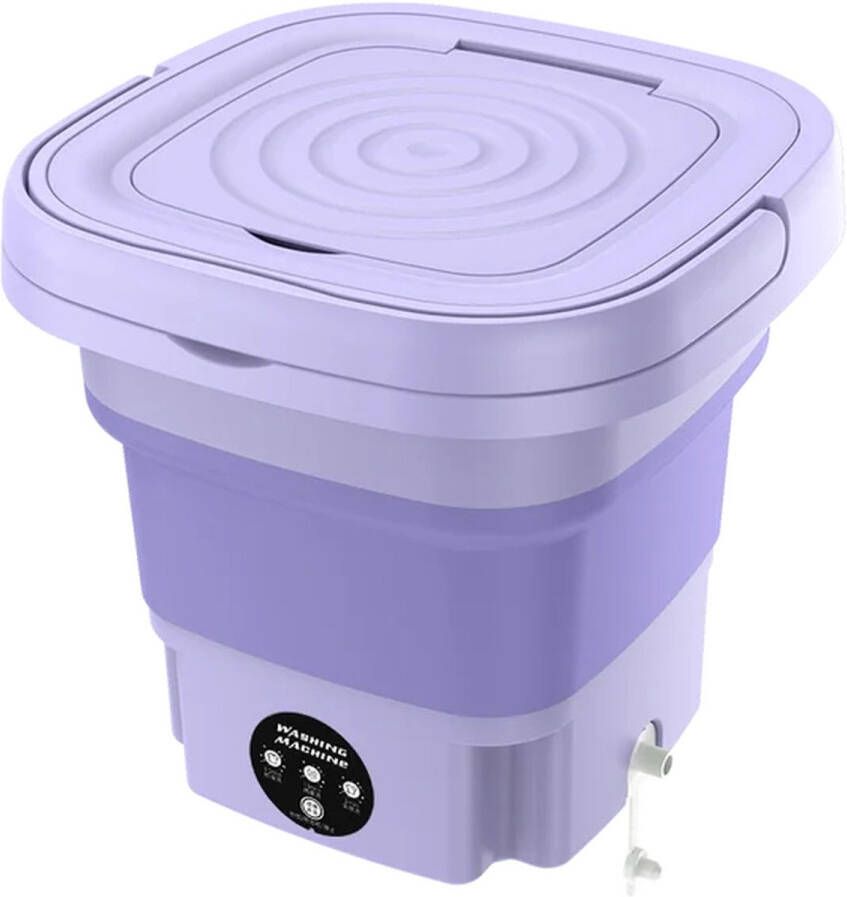 Netonic Mini Wasmachine Compact Energiezuinig Opvouwbaar 8L Paars Droogrek Ideaal voor Studenten & camping met Droogrek Kleine Wasmachine