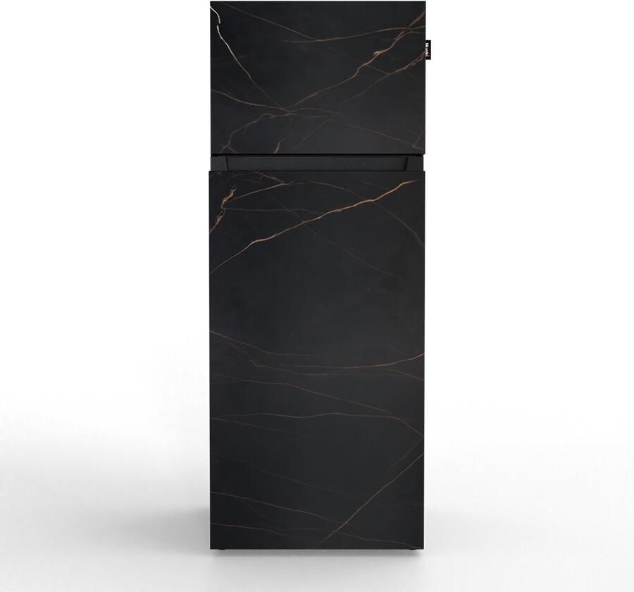 Nunki MEDIUM-ALAU Dubbel-Deurs Koelkast E Klasse 206l Donkere Marmerlook Laurent Satin (ALL sides)