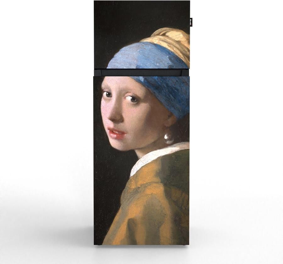 Nunki MEDIUM-AVERM Dubbel-Deurs Koelkast E Klasse 206l Johannes Vermeer Het meisje met de Parel Satin (ALL sides)