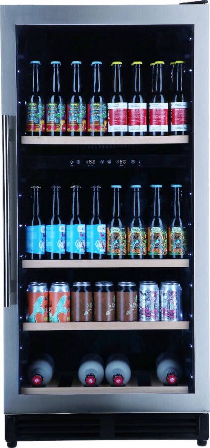 OEM Bierkoelkast Bamberg glazen deur met RVS rand 192 Flessen Zwart Bierkoelkast Bamberg glazen deur met RVS rand 192 Flessen Kleine koelkast glazen deur Flessenkoelkast Bier koelkast