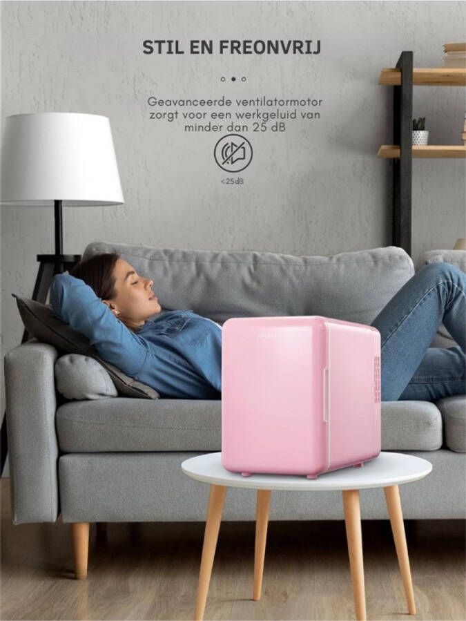 PEAM Draagbare Mini-Koelkast 6 Liter Voor 9 Blikjes Koeler En Warmer Persoonlijke Koelkast Voor Huidverzorging Cosmetica Dranken En Levensmiddelen Ideaal Voor Slaapkamer Kantoor En Auto Freonvrij Roze