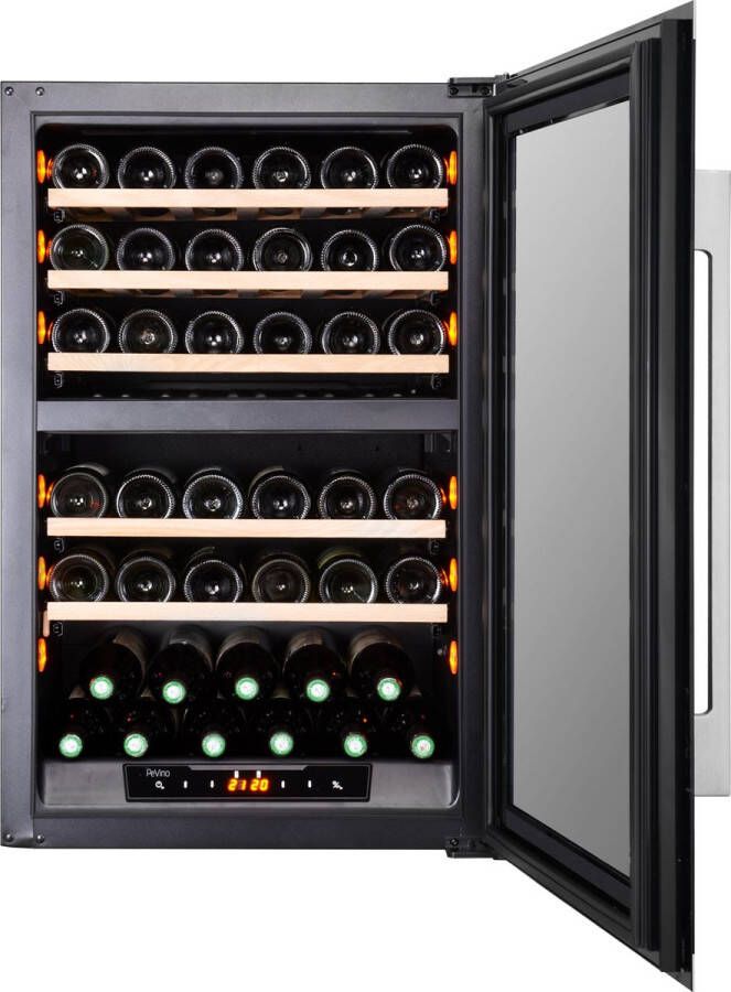 Pevino 42 Flessen Inbouw Wijnklimaatkast 2 zones Zwart RVS -PI48D-S