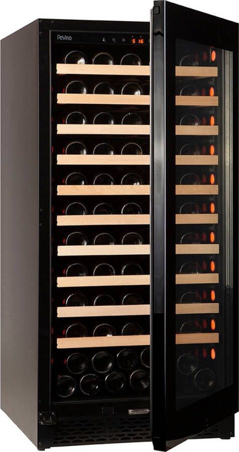 Pevino Majestic Wijnkoelkast 113 flessen 1 Zone Zwart glazen front - Foto 1