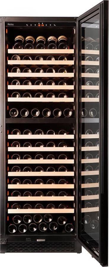 Pevino Majestic Wijnkoelkast 150 flessen 2 zones Zwart stalen front