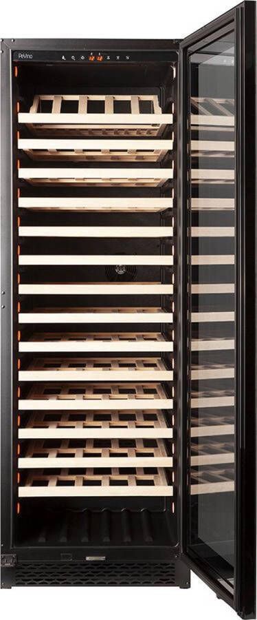 Pevino PNG180S-HHBS Wijnbewaar- of Serveerkast 1 Zone 159 Fl.- Black Steel Deurslot Temperatuuralarm