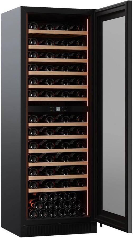 Pevino Wijnkoelkast Noble 123 flessen 2 temperatuurzones zwart glas