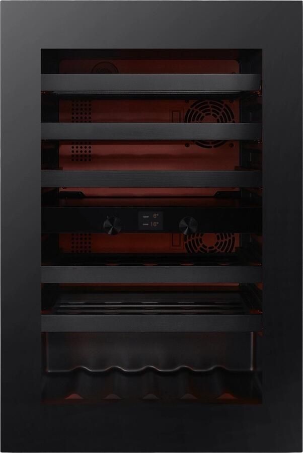 Pevino Wijnkoelkast Noble 40 flessen 2 temperatuurzones zwart glas