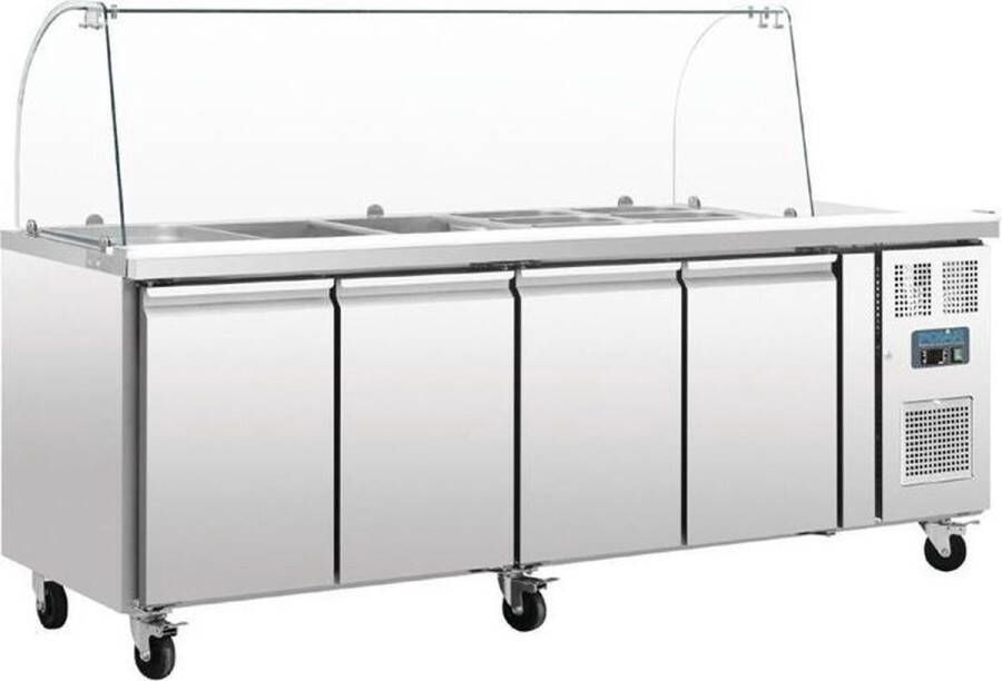 Polar Gekoelde Saladette Glazen Opzetvitrine 4-Deurs GN 1 1 CT395 Horeca & Professioneel