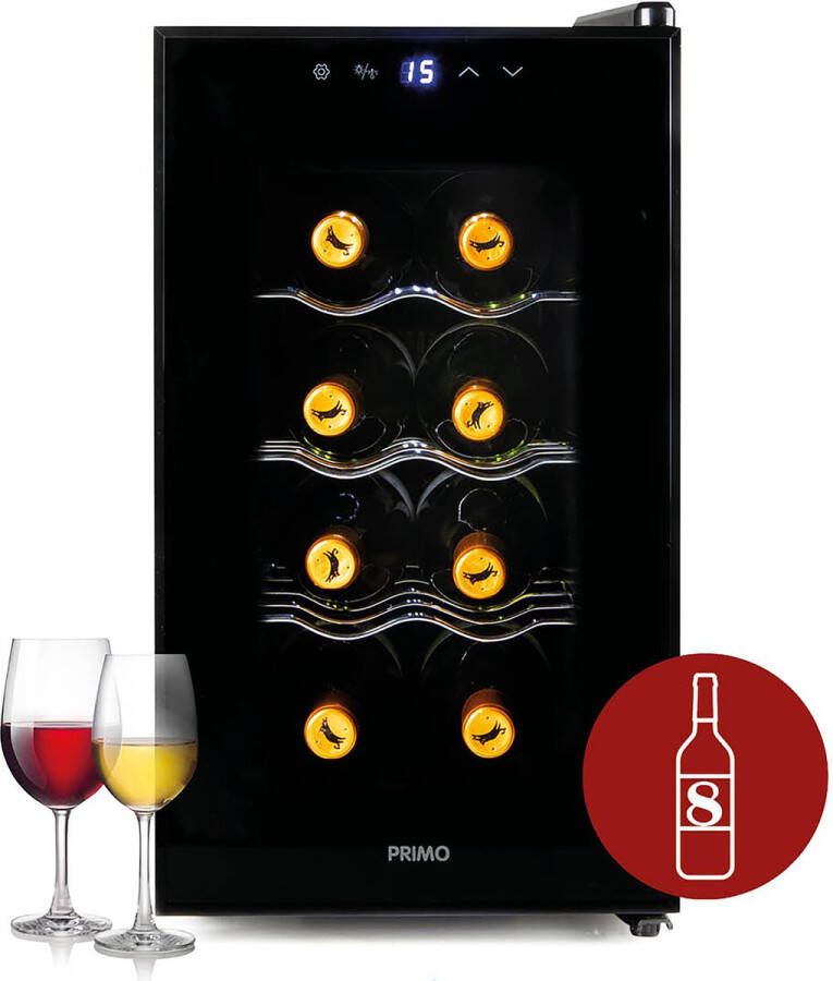 PRIMO PR169WK Wijnkoelkast Wijnklimaatkast 8 Flessen E Zwart