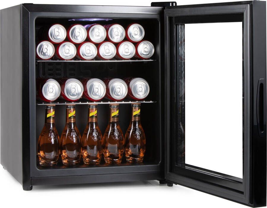 PRIMO PR178BC Drankkoelkast Minibar Mini Koelkast Glazen deur 46L D Zwart