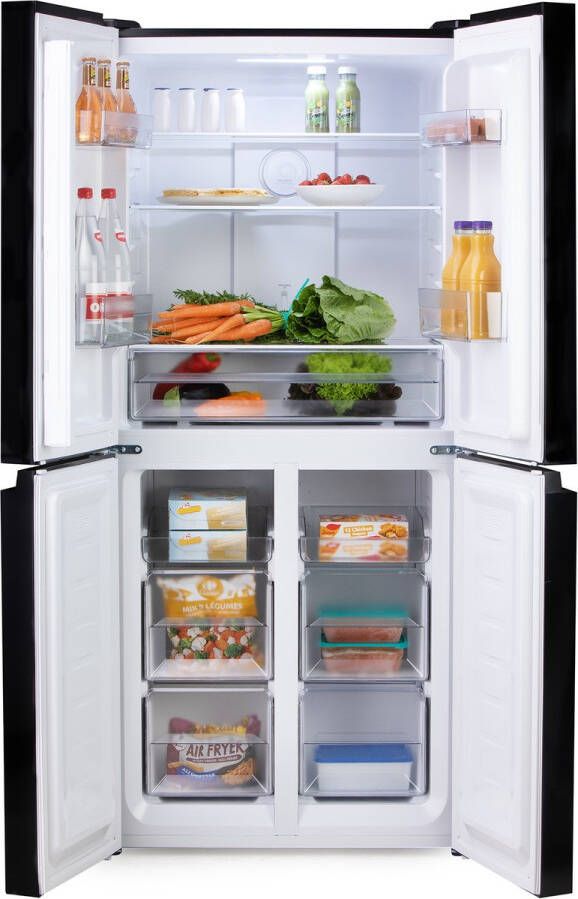 PRIMO PR182MD Koelvriescombinatie – Koelkast met vriesvak – 4 deuren – No Frost Energieklasse C – 362 liter (237 + 125) Zwart