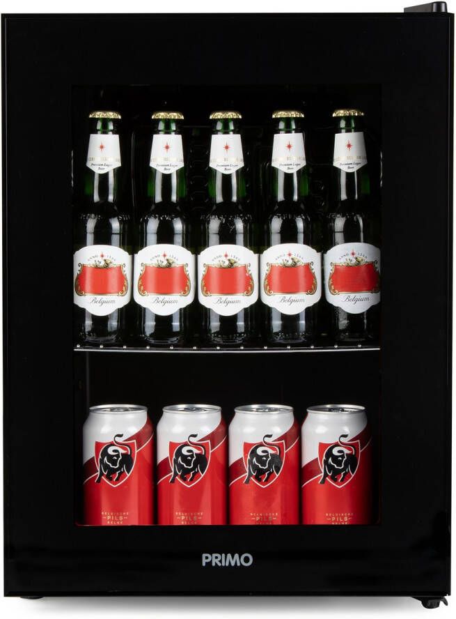 PRIMO PR193BC Drankkoelkast Minibar Mini Koelkast Glazen deur 33L C Zwart