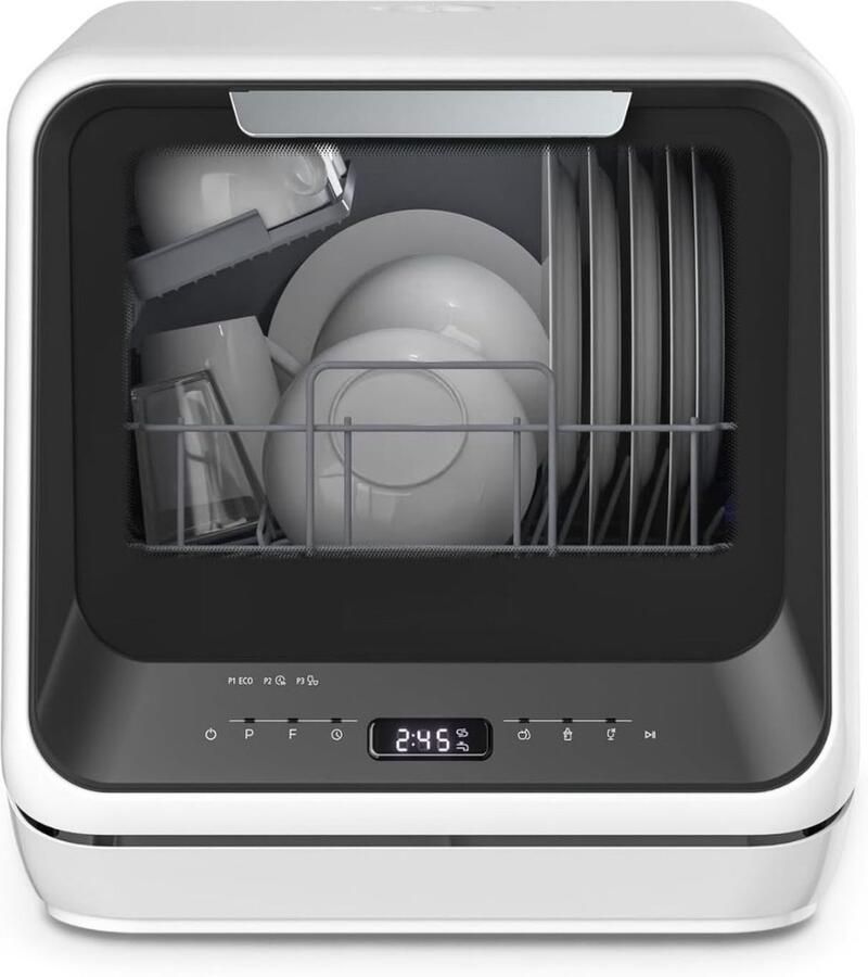 Ren Mini Vaatwasser Tafelvaatwasser Led Display Wit Zwart 42cm x 44cm x 44cm