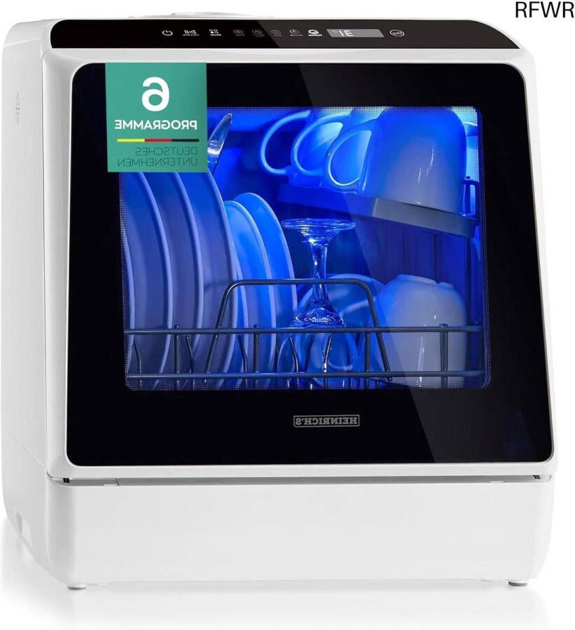 RFWR Draagbare Mini-Vaatwasser met 5 Liter Watertank Compact en Stil voor Kantoor en Camping 6 Programma's