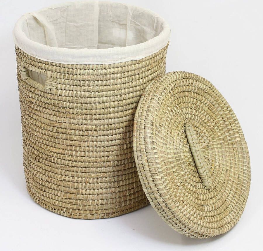 RFWR Grote Wasmand met Deksel van Gevlochten Zeegras