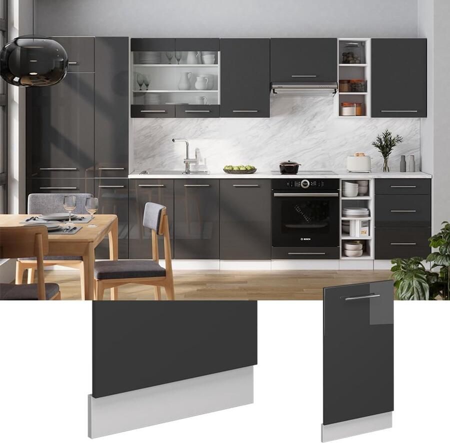 RFWR Afwasmachine Paneel Antraciet Hoogglans 45 cm