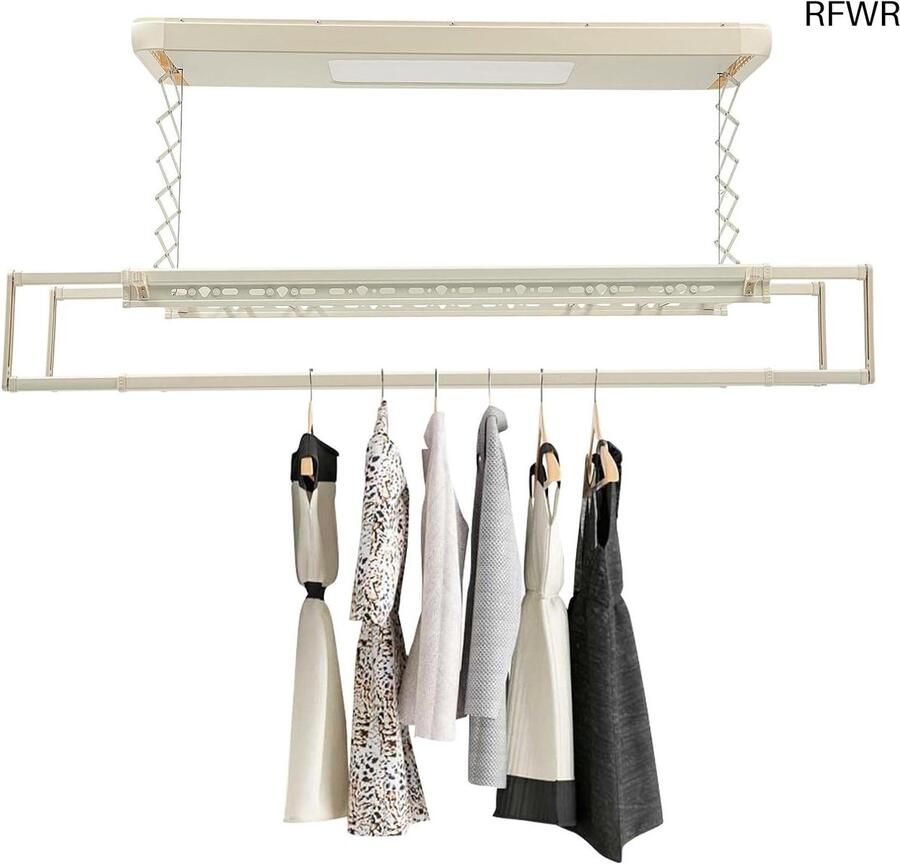 RFWR Compact elektrisch wasrek met afstandsbediening en ledverlichting Uittrekbaar plafonddroger