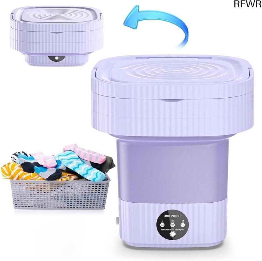 RFWR Draagbare Opvouwbare Ultrasone Wasmachine voor Camping en Reis 10 Liter Mini-wasmachine voor Kleding