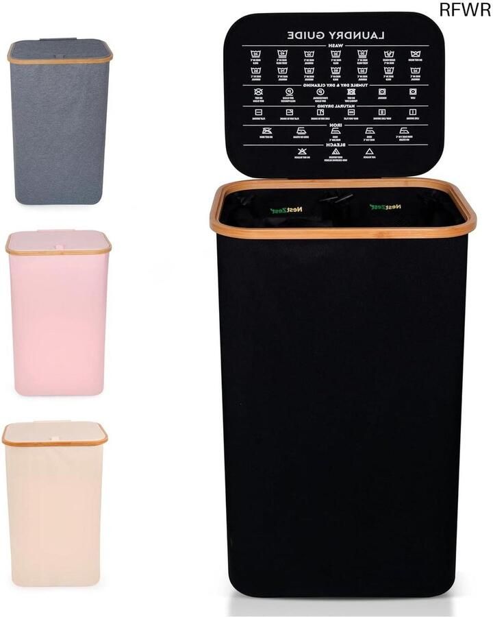 RFWR Dubbele Wasmand met Deksel en 2 Compartimenten 100L