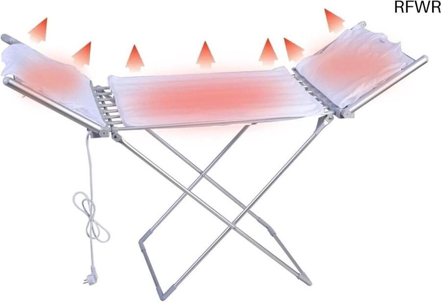 RFWR Elektrische Verwarmde Kledingdroger en Opvouwbaar Droogrek voor Binnen met 18 Stangen