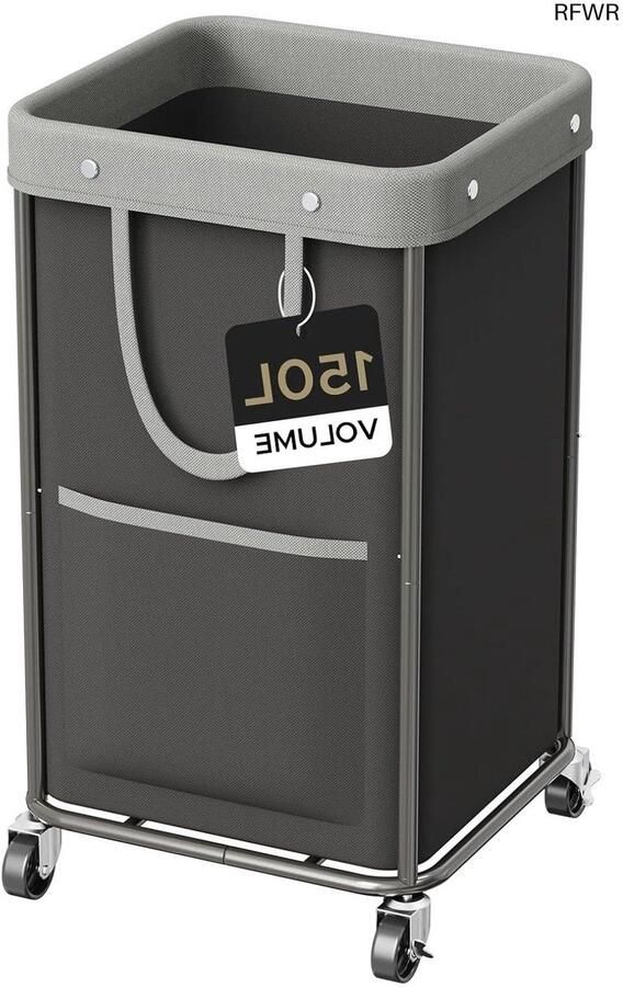 RFWR Grote Wasmand met Wieltjes en Uitneembare Zak 150L Wasverzamelaar voor Bijkeuken Slaapkamer en Badkamer