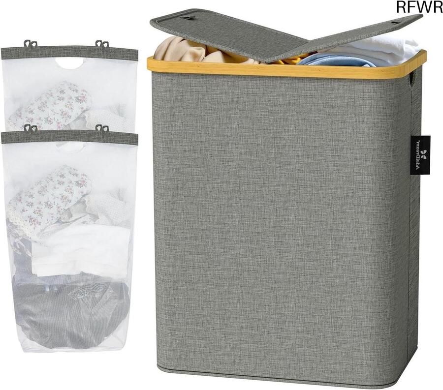 RFWR Wasmand met Deksel en 2 Vakken 140 Liter Functionaliteit en Stijl