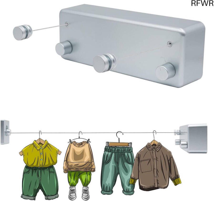 RFWR Uittrekbare wasdroger 4 2 m roestvrijstalen wanddroger voor binnen en buiten