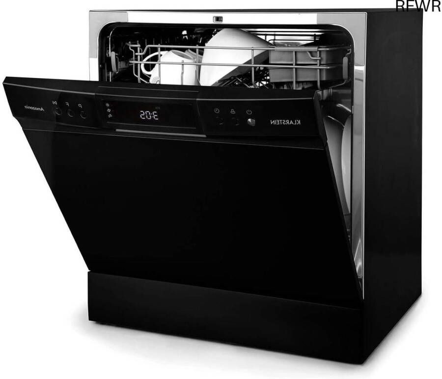 RFWR Vaatwasser Vrijstaand 55 cm 8 Couverts 8 Programma's Eco-standaard Zwart