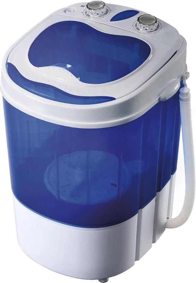RONN Camping Wasmachine Mini Wasmachine Wasmachines Capaciteit van Kleding 3 kg Laag Water- en Energieverbruik Wit Blauw 36cm x 37cm x 53cm
