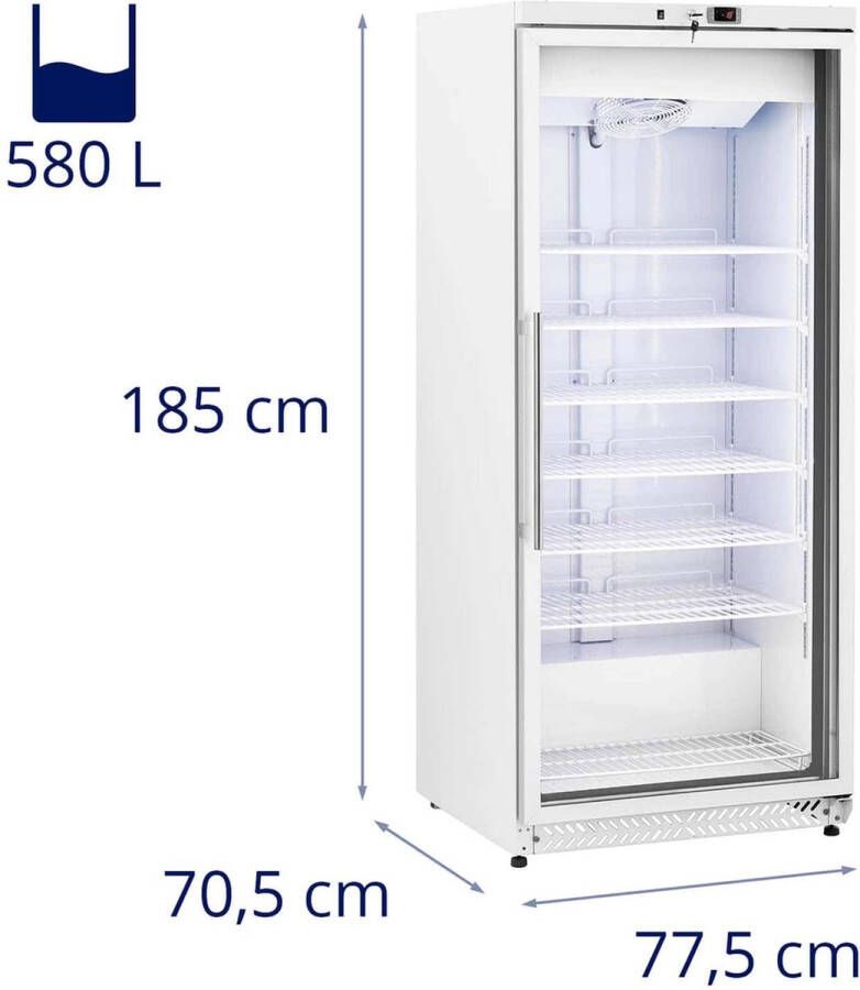 Royal Catering diepvries 580 L glazen deur Stříbrná koelmiddel R290 - Foto 3