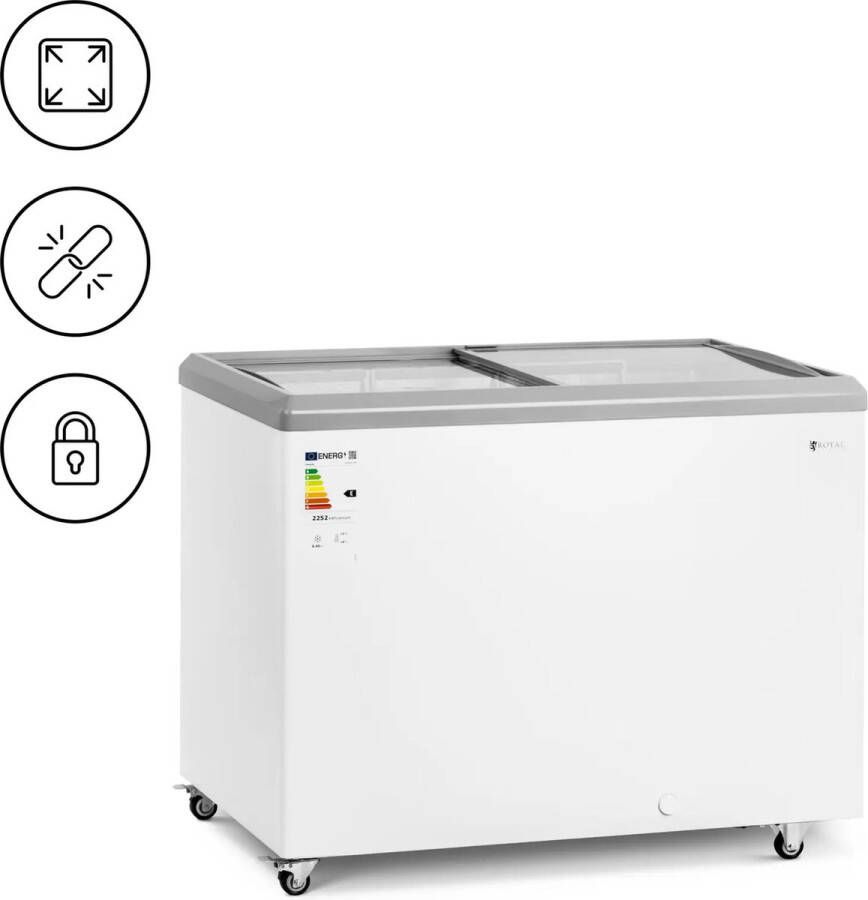 Royal Catering Freezer 280 L glazen deuren afsluitbaar