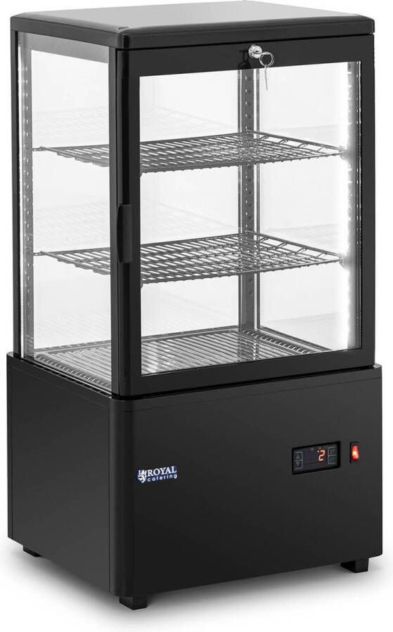 Royal Catering Koelvitrine 58 L 3 niveaus zwart afsluitbaar