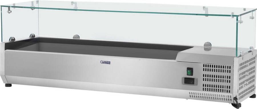 Royal Catering Opzetkoelvitrine 150 x 39 cm 6 GN 1 3 containers glasafdekking